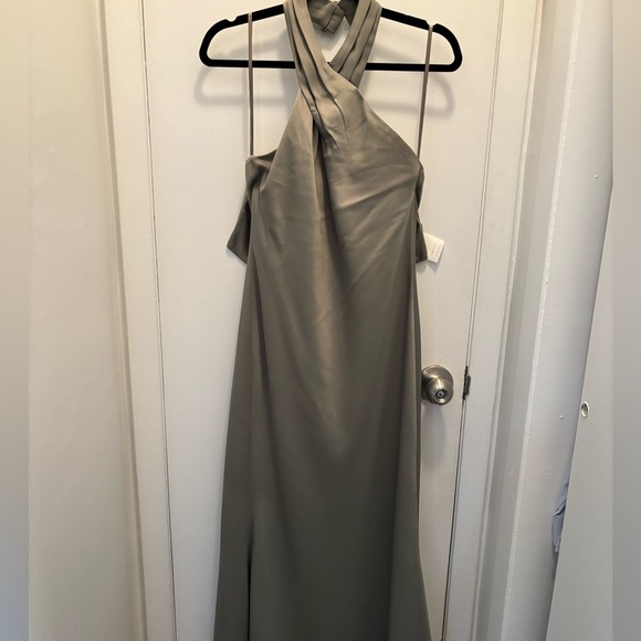 BHLDN Ruby twist halter satin gown - Picture 2 of 4